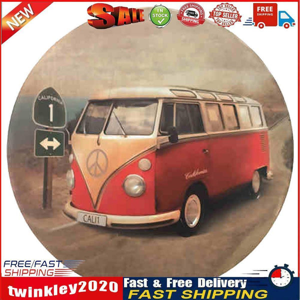 Round Metal Tin Sign Plaque Wall Car Posters Iron Painting for Bar (4) Newly