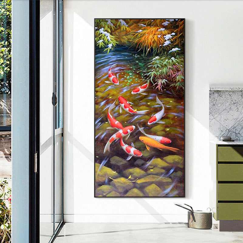 Full Round 5D DIY Diamond Painting Lucky Fish Embroidery Cross Stitch Home De