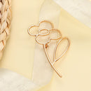 Women Scarf Buckle Lapel Simple Pin Flower Brooch Alloy Hollow Fashion