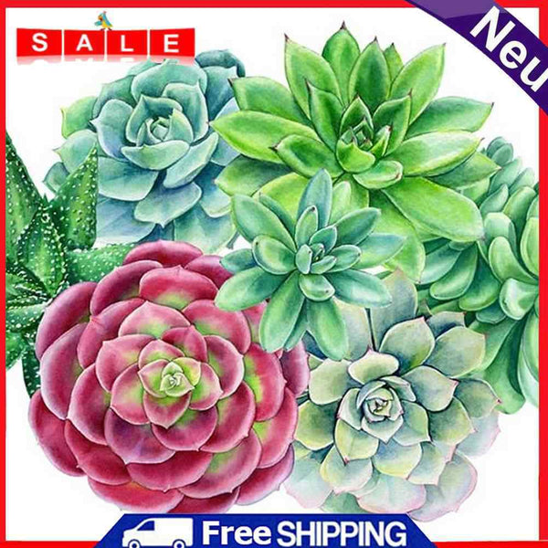 5D DIY Full Round Drill Diamond Painting Succulent Plants Embroidery Needlework