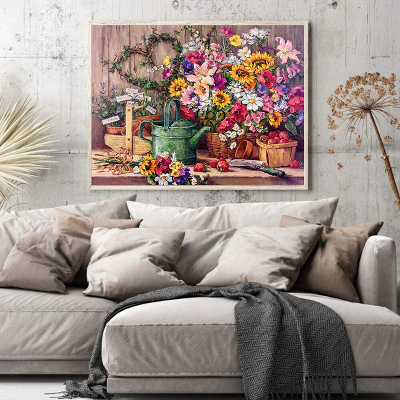 Table Flower Oil Paint By Numbers Kit DIY Drawing Picture for Adults Home Dec