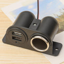 Socket Splitter Two USB Port Car Cigarette Lighter Power Adapter Fast Charger