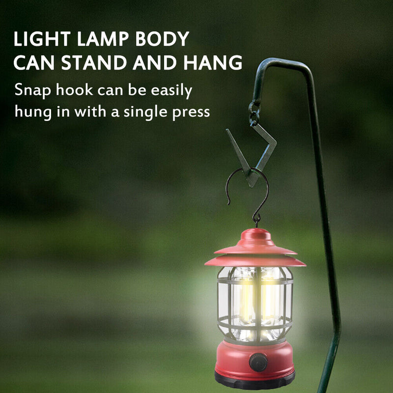 Outdoor Camping Light Retro USB Hanging Atmosphere Home Table Lamp (Red) Newly