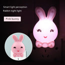 LED Night Light Cute Rabbit Intelligent Bedside Lamp Bedroom Decor (Pink)