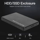 2.5 inch USB 3.0 Hard Disk Enclosure 6Gbps HDD SSD External Case (Black)