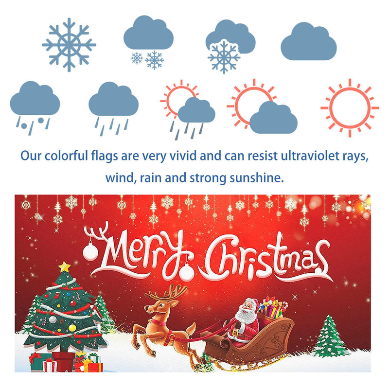 Christmas Flag - Foldable Vivid Color Merry Christmas Flag with Metal Grommets
