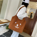 Women Soft Warm Plush Bear Pattern Handbags Female Travel Fluffy Underarm Bags