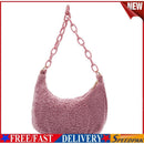 Retro Women Plush Hobos Shoulder Underarm Bag Chain Handbag (Light Pink)