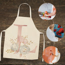 Flower L Printed Linen Apron Waterproof Kitchen Cooking Bibs (68x55cm)