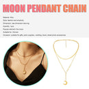 Layered Necklace with Moon Pendant Alloy Y-shaped Clavicle Chain Women Jewelry
