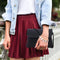 Simple Pure Color Deer Pendant Shoulder Handbag Women Crossbody Bag (Black)