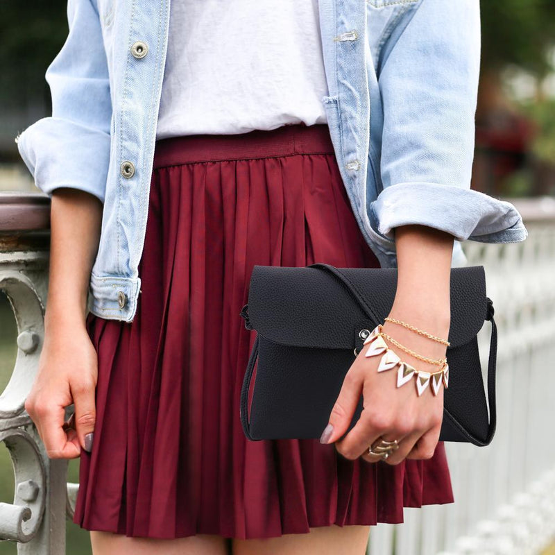 Simple Pure Color Deer Pendant Shoulder Handbag Women Crossbody Bag (Black)