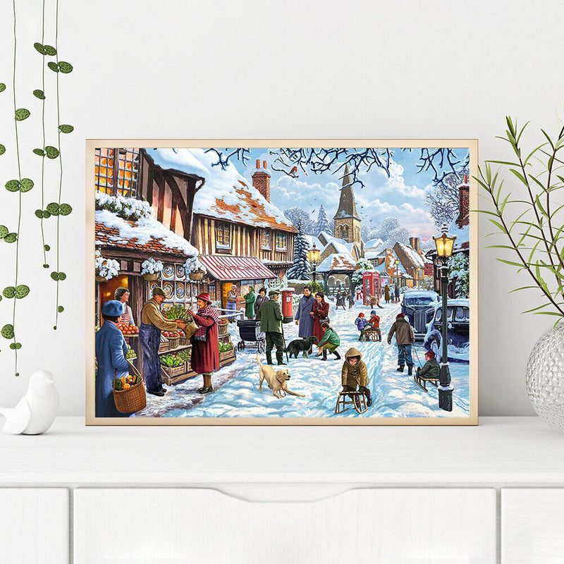 Oil Paint By Numbers Winter Street Frameless Picture Craft Kit for Living Room