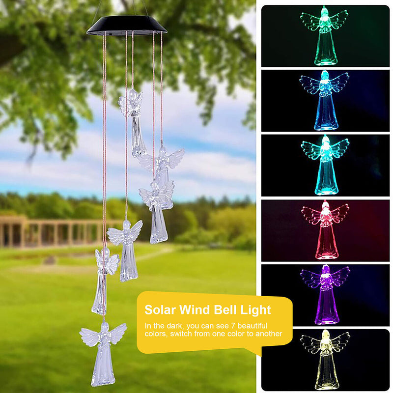 Solar Wind Chime Light, Changing Color, Angel Wind Bell Lamp, for Patio, Yard