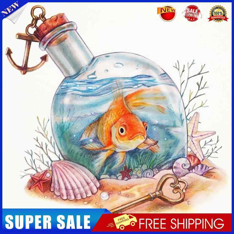 5D DIY Diamond Painting Kits Full Round Drill Goldfish Drift Bottle Mosaic