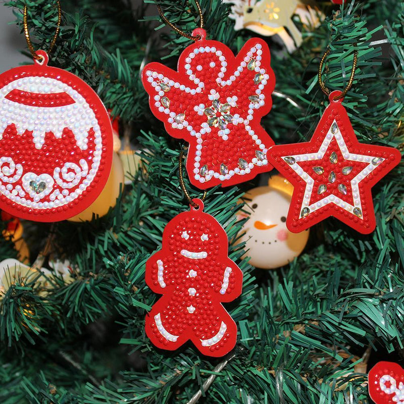 10pcs Single-side Special Shape Diamond Painting Handmade Christmas Tree Pendant