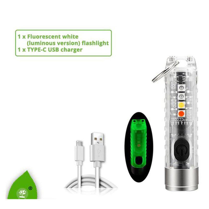 Keychain LED Flashlight Mini Pocket Torch for EDC Emergency (Fluorescent)