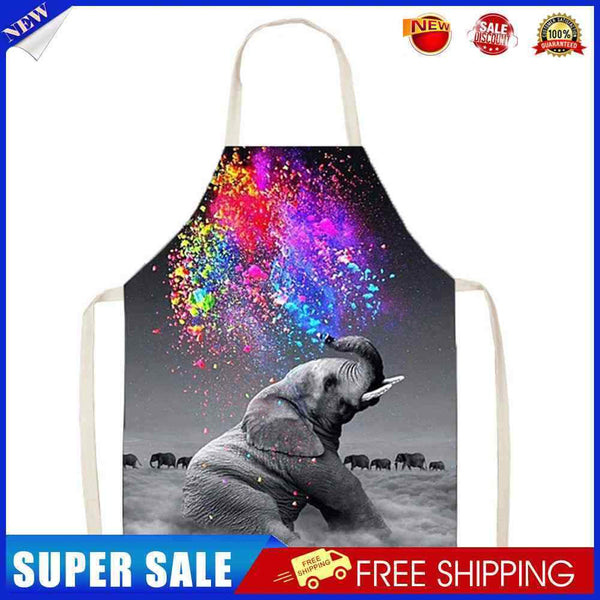 #A Elephant Linen Kitchen Apron Household Waterproof Oilproof Cooking Pinafore