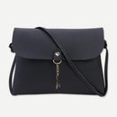 Simple Pure Color Deer Pendant Shoulder Handbag Women Crossbody Bag (Black)
