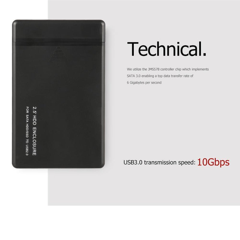 2.5 Inch USB2.0 SATA Hard Disk Drive Box External HDD Enclosure (Black)