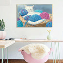 Cat Frameless Oil Paint by Numbers Kit Coloring on Canvas Handpainted Handicraft