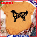 Fashion Dog Flower Short Sleeve T-Shirt (Mustard Yellow S)-011302