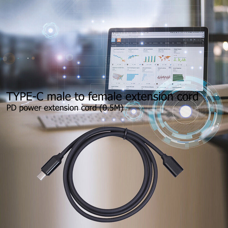 USB C Extension Cable USB C Male to Female Power Delivery Charging Extender Cord