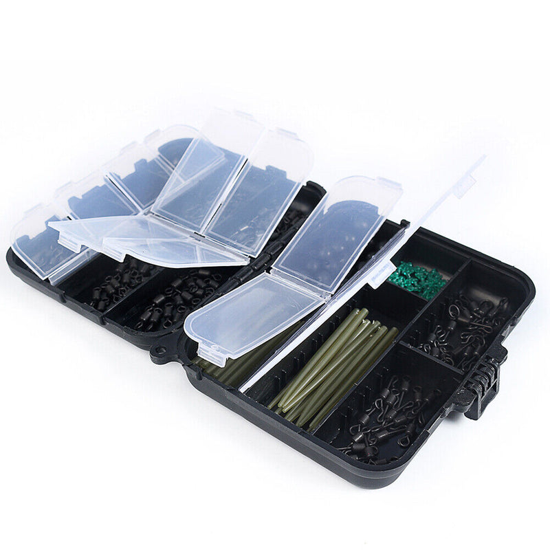300x Carp Fishing Tackle Kit Swivels Hooks Sleeves Stop Beads Boilie Accessories