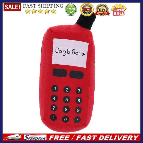 Plush Voice Sound Cell Phones Mobile Puppy Dogs Chew Squeaker Pet Toys(Red)