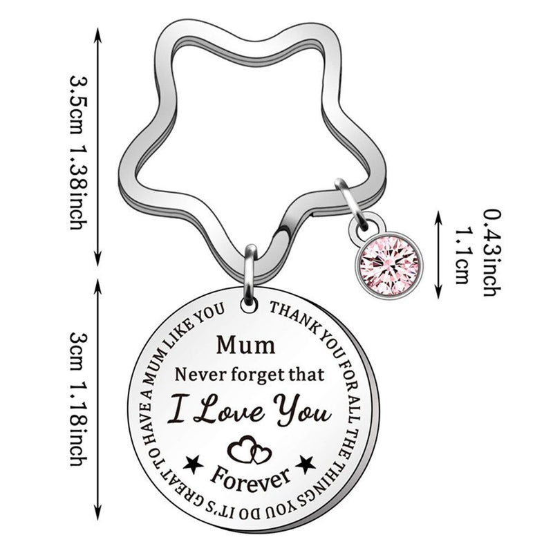 Diamond Round Engraved Mum Key Chains Keyring Mother's Day Keychain