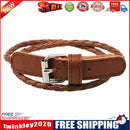 Unisex European Fashion Multilayer Simple Knit Leather Bracelet (Brown)