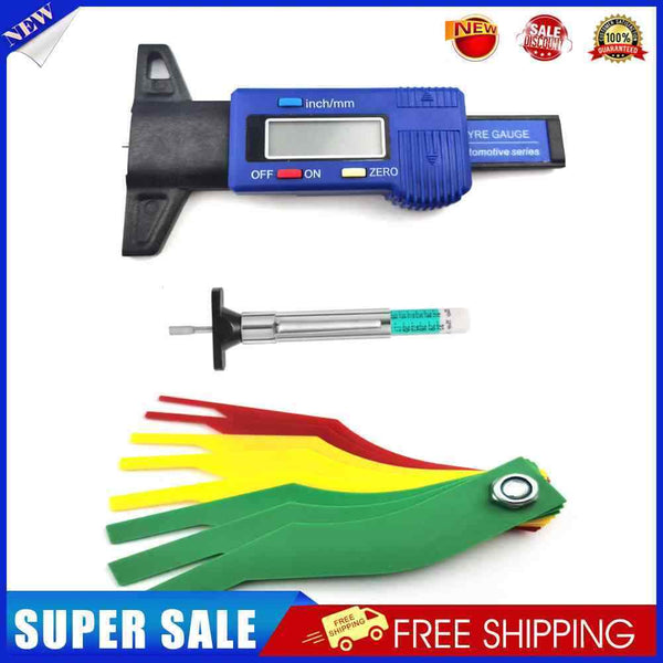 Car Tire Depth Gauge Meter with Tire Pattern Pen Friction Disc Ruler