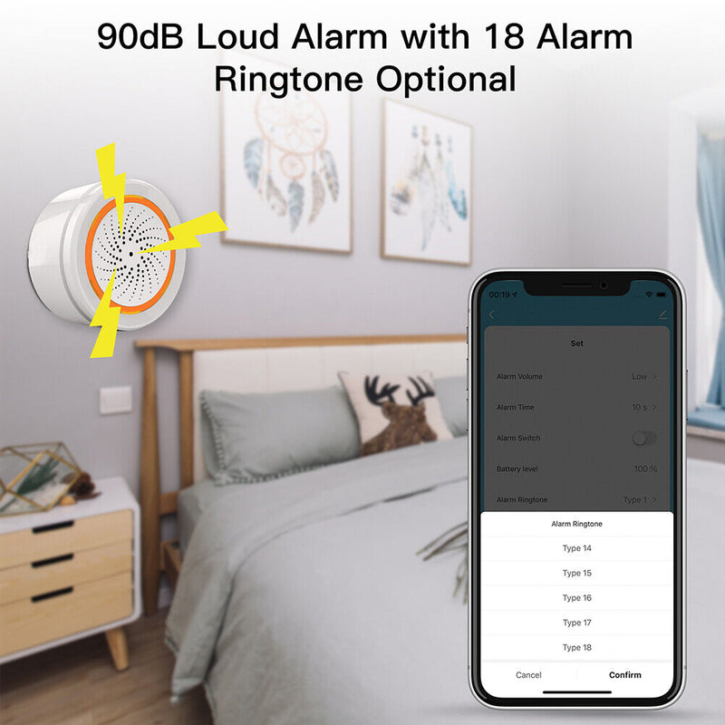 Tuya ZigBee Siren WiFi Wireless Sound Light Safe Alarm Sensor Support Smart Life