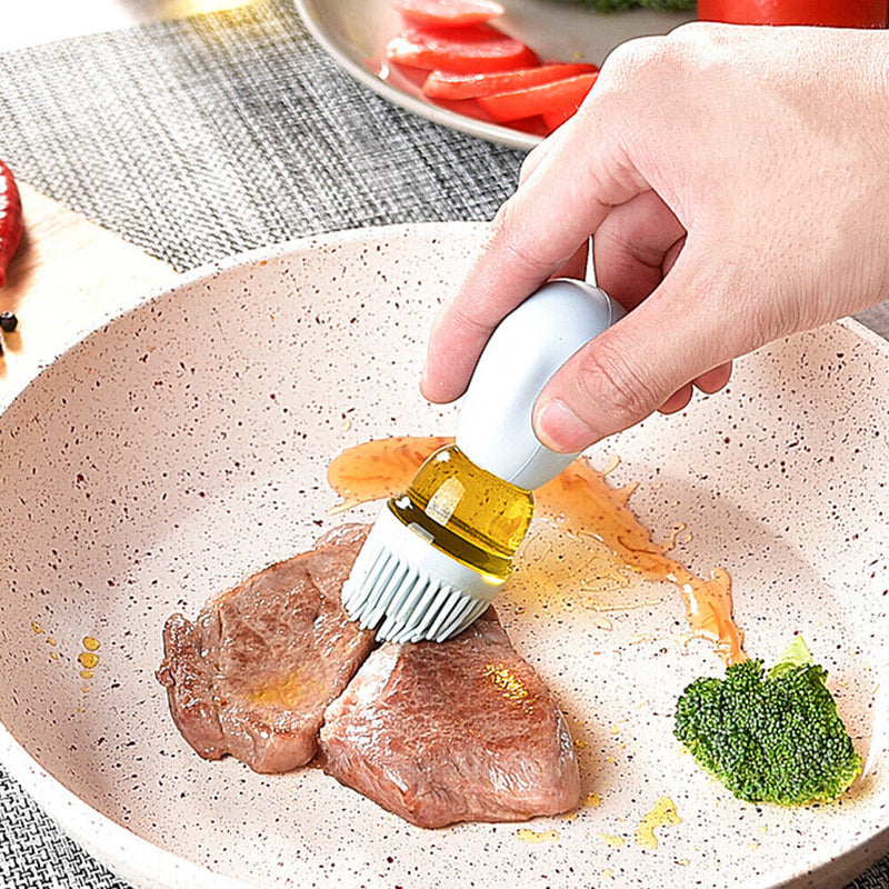 Silicone Oil Bottle BBQ Grill Brush Liquid Oil Pastry Baking Tools (Blue)