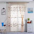 Breathing Floral Printed Window Screening Curtain Drape Home Decor(Coffee)