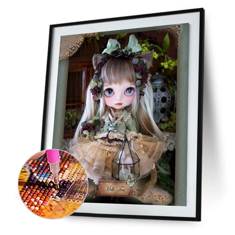5D DIY Full Round Drill Diamond Painting Little Girl Cross Stitch Embroidery Mos