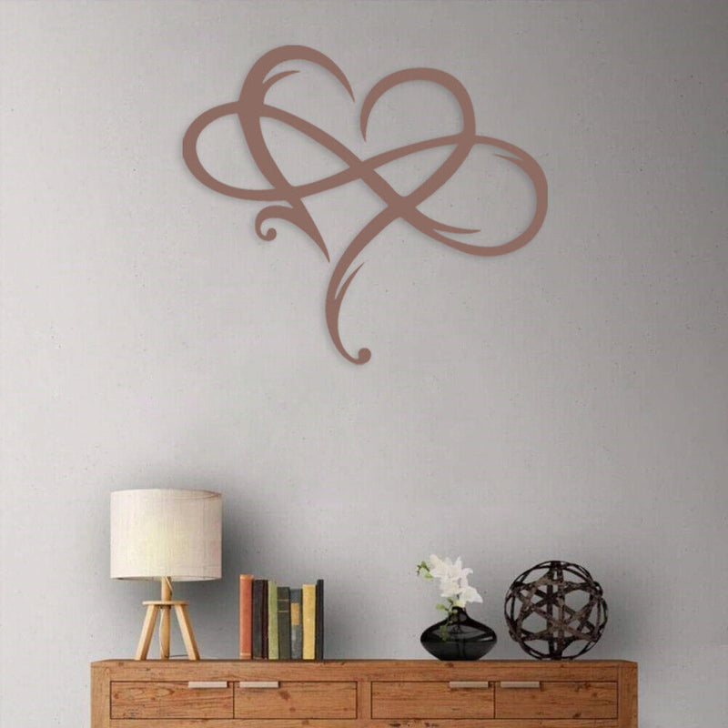 Metal Infinity Heart Art Love Wall Sign Decor for Living Room (Champagne)