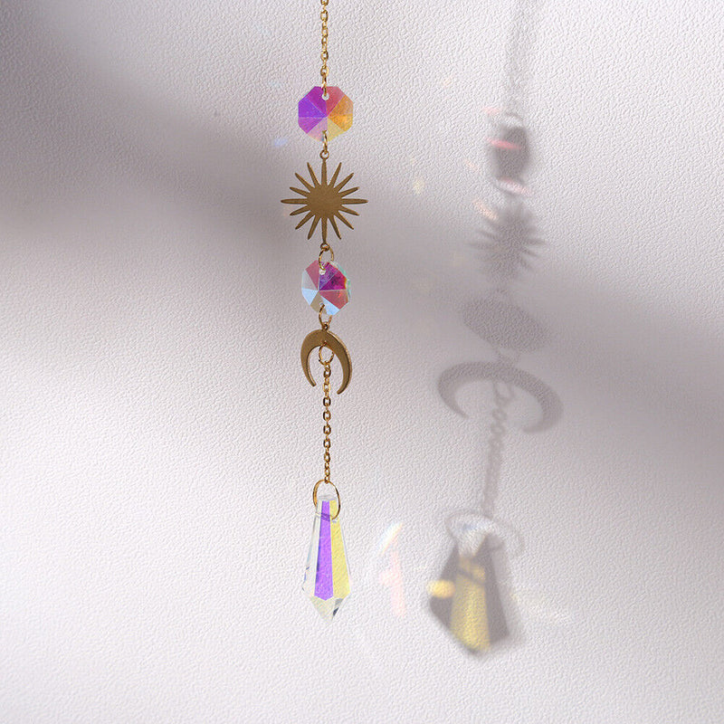 Crystal Sun Moon Hanging Meatal Pendant Home Car Decor (B)