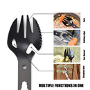 Multifunctional Stainless Steel Spork Fork Spoon Wrench for Picnic (Black) Newly