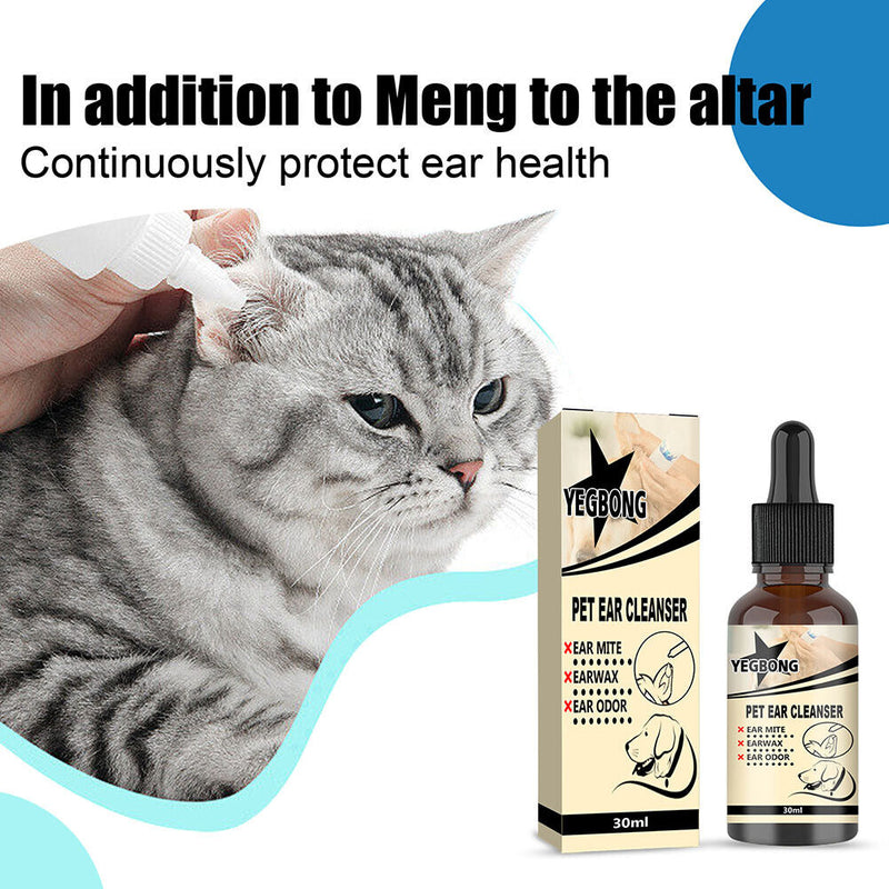 Cat Dog Ear Cleanser Anti Mites Cleaning Ear Wax Relieve Itching Ear Care