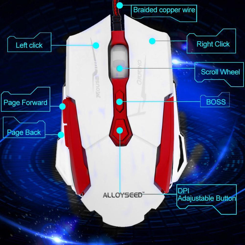 ALLOYSEED K1015 USB Wired Gaming Mouse Fast Transmission 7 Buttons (Red)