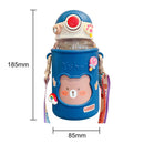 620ML Kids Water Sippy Cup with Silicone Bag Cartoon Feeding Bottle (Blue) Newly