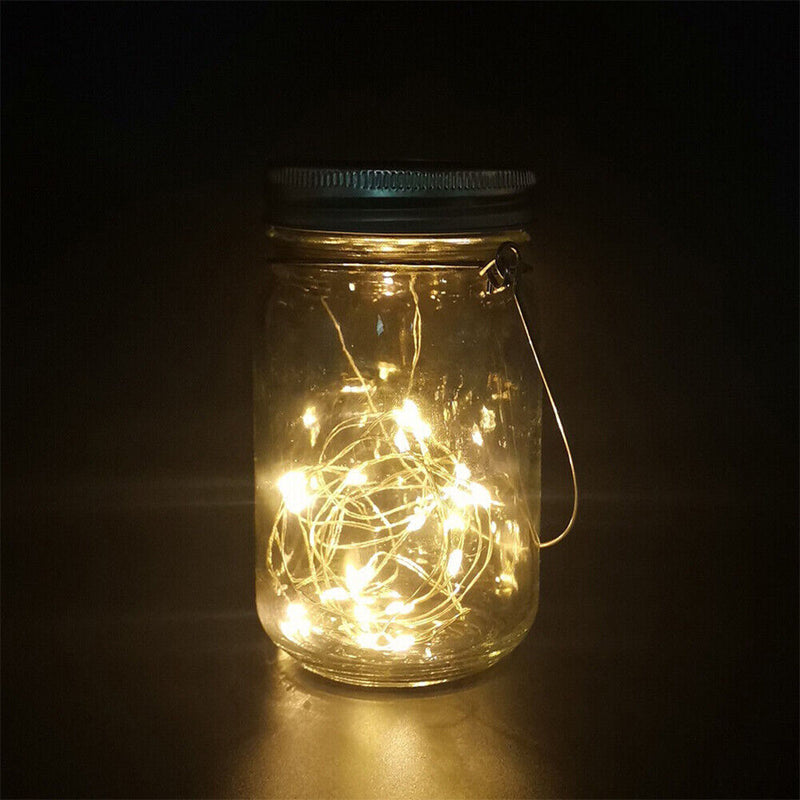 6x Solar Mason Jar Lights Hanging Bottle Lamp Garden Decor (Warm 10LED) Newly