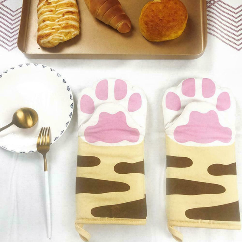 1 xCat Paw Oven Mitts Long Baking Insulation Gloves Resistant Heat H2O0