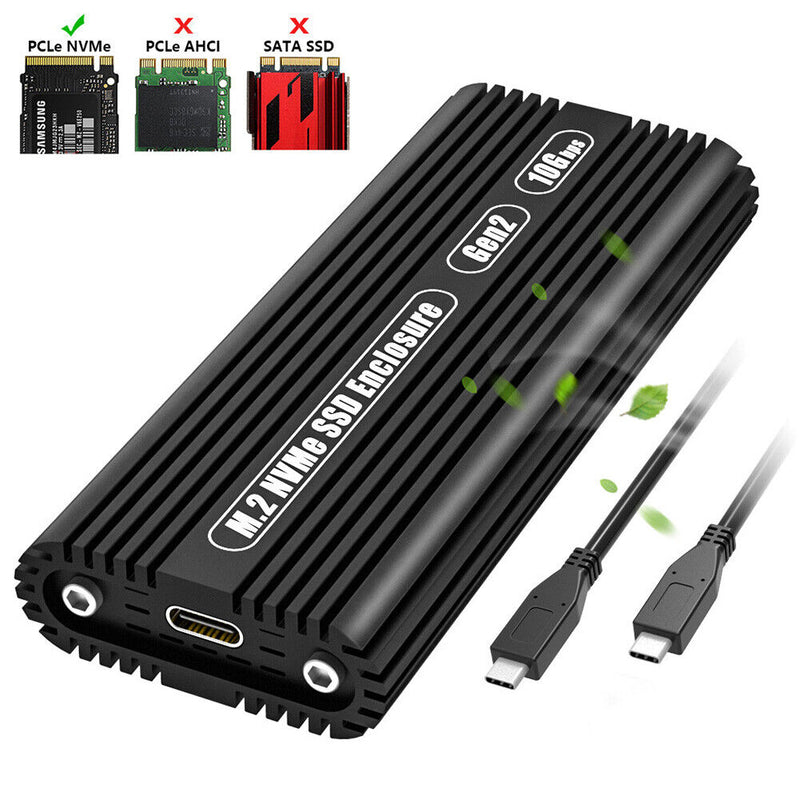 USB3.1 Gen2 10Gbps Cooling Case PCIE NVMe M-Key M.2 SSD External Enclosure