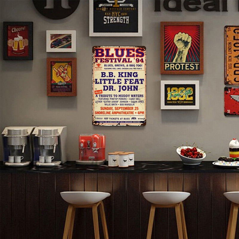Blues Festival Plate Metal Tin Sign Plate for Bar Pub Club Cafe Wall Home Decor