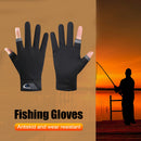 Fishing Gloves Anti-slip 2 Cut Finger Breathable Cycling Mitten (Black) Newly