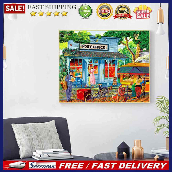 Street Coffee Shop Oil Paint By Numbers Kit DIY Acrylic Painting on Canvas
