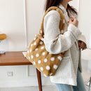 Women Polka Dot Shoulder Bags Female Tote Shopping Bag Fashion Plush Handbags