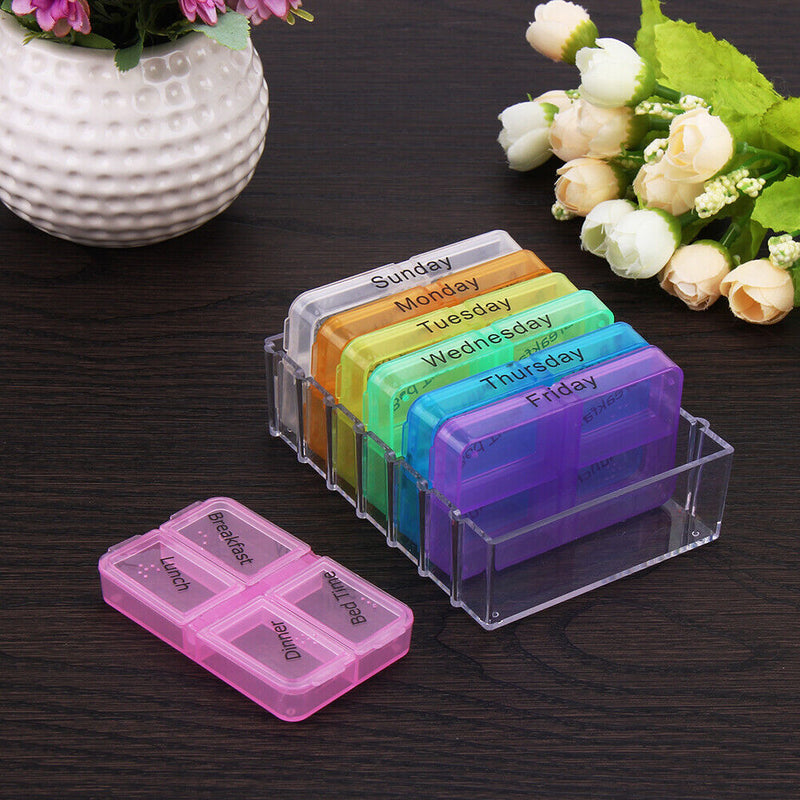 28 Cells Weekly Medicine Health Storage Pill Box with Printed Braille